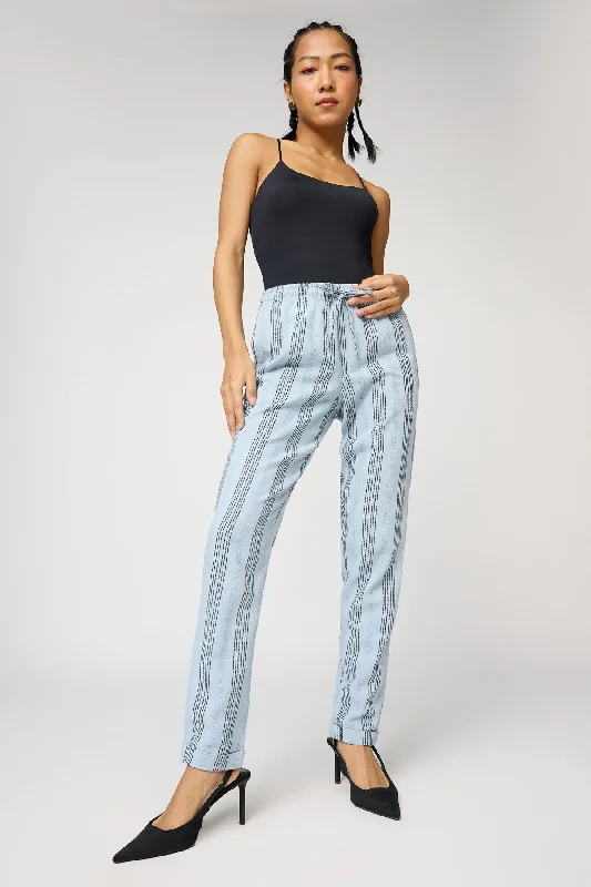 Soft Fabrics Blue Luxe and Black Stripe Pants