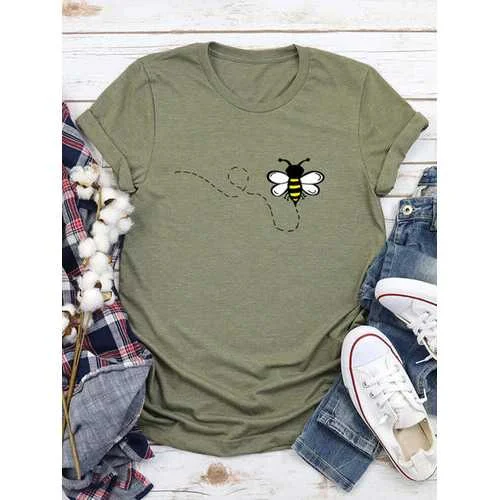 Cozy Comforts Cartoon Printed O-neck T-Shirt