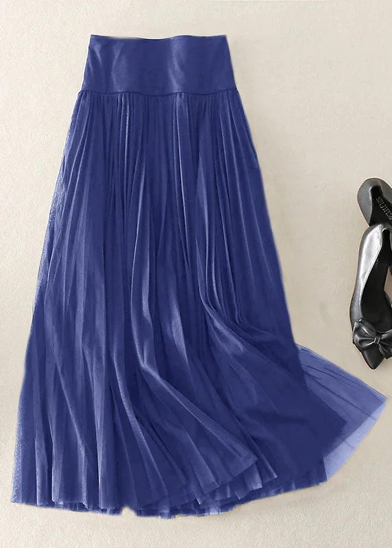 Cozy Daywear Beautiful Blue Zip Up Patchwork Tulle Skirt Spring