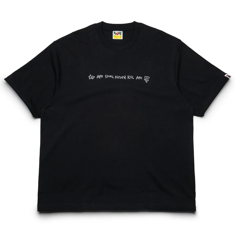 Minimalist Style A Bathing Ape Hand Drawn Logo Tee - Black