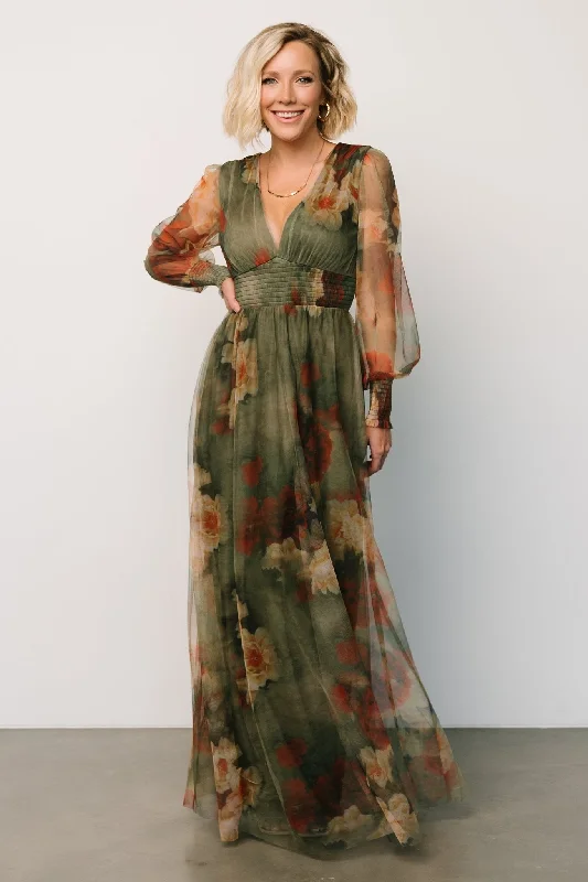 Easy Wardrobe Layla Tulle Maxi Dress | Olive + Rust