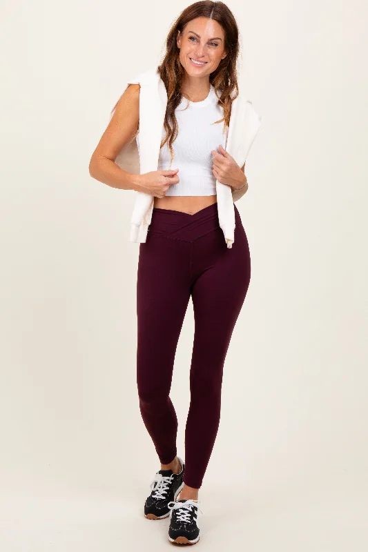 Cool Comforts Burgundy Crossover Waistline Leggings