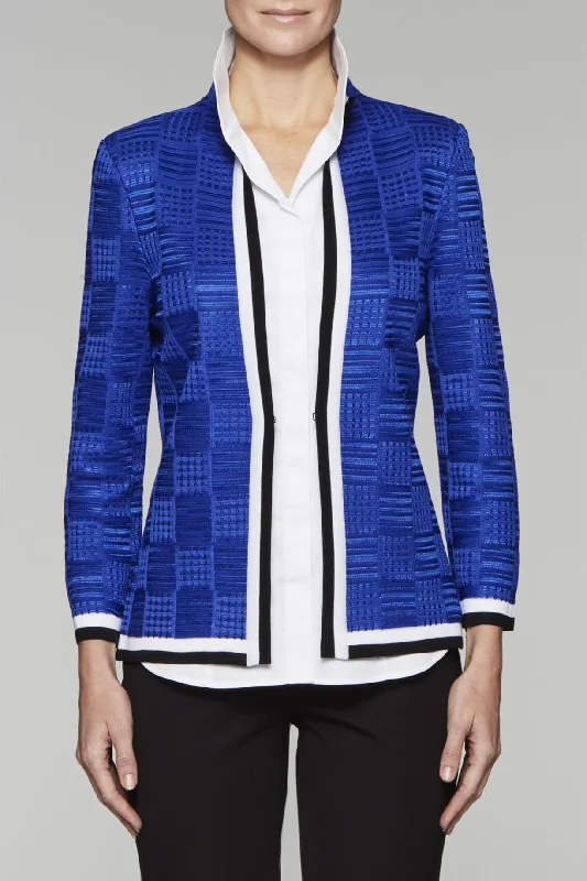 Affordable Chic Patriot Blue Basketweave Jacket