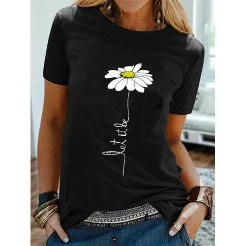 Trendy Styles Simple Flower Print T-shirt