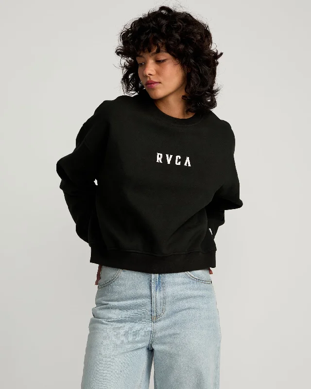Affordable Fashion Stacked Court Crew Sweatshirt - Rvca Black