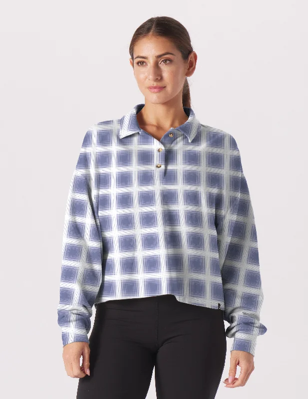 Budget-Friendly Looks Lounge Skimmer Polo: Washed Blue/Oatmilk Jackson Plaid