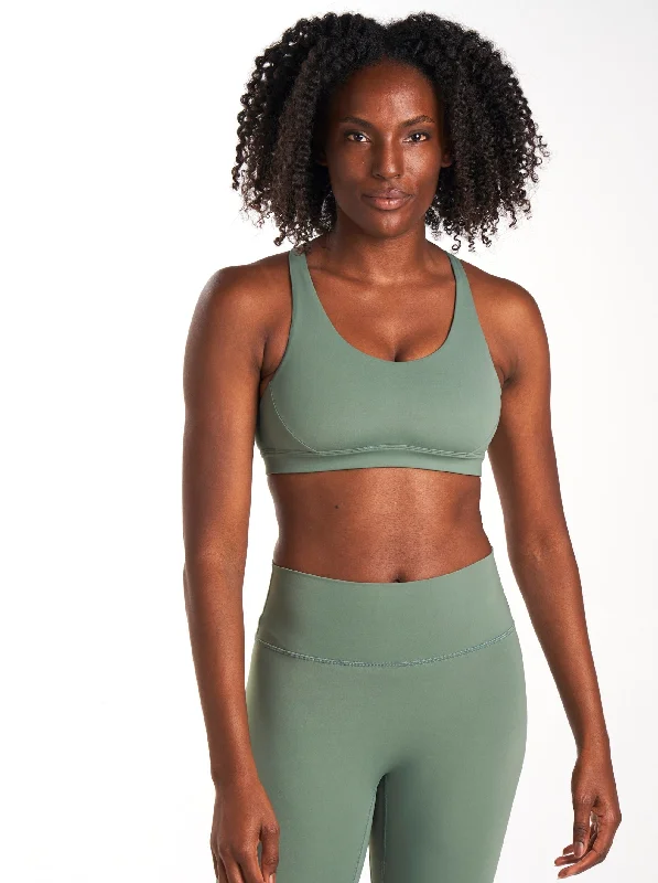 Stylish Comfort ALRN Mid Crossback Bra - Fern