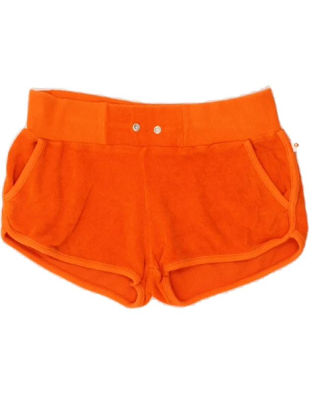 Minimalist Style CHAMPION Womens Sport Shorts UK 14 Medium  Orange Cotton