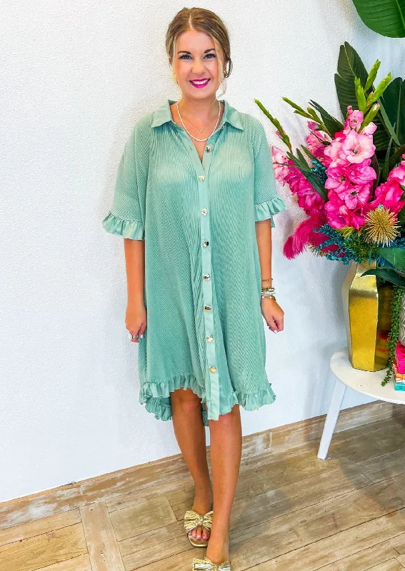 Personalized Layout Love and Happiness Mini Dress - Sage