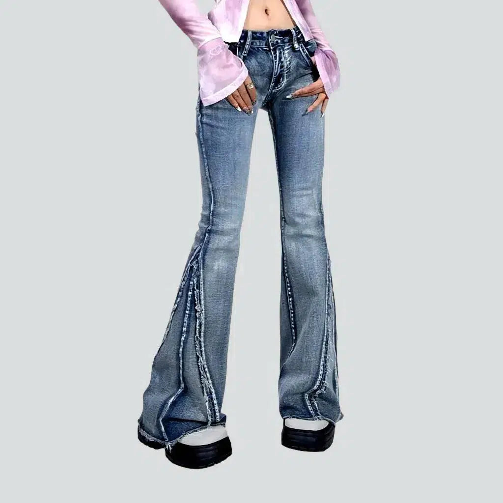 Cozy Essentials Patchwork women's hem jeans