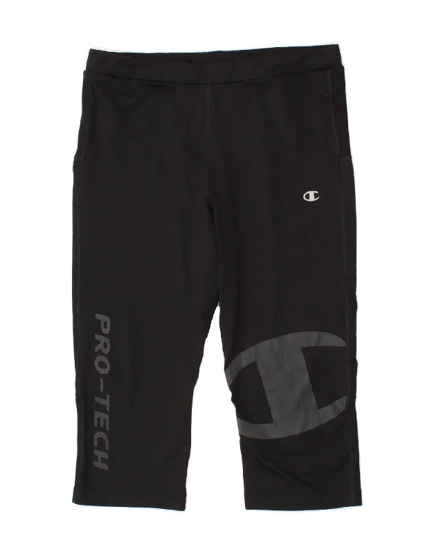 Chic Style CHAMPION Womens Graphic Capri Tracksuit Trousers UK 20 2XL  Black
