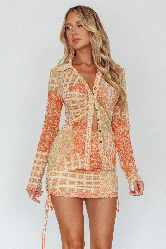 Stylish Wear Sheela Drawstring Ruched Mini Skirt Orange