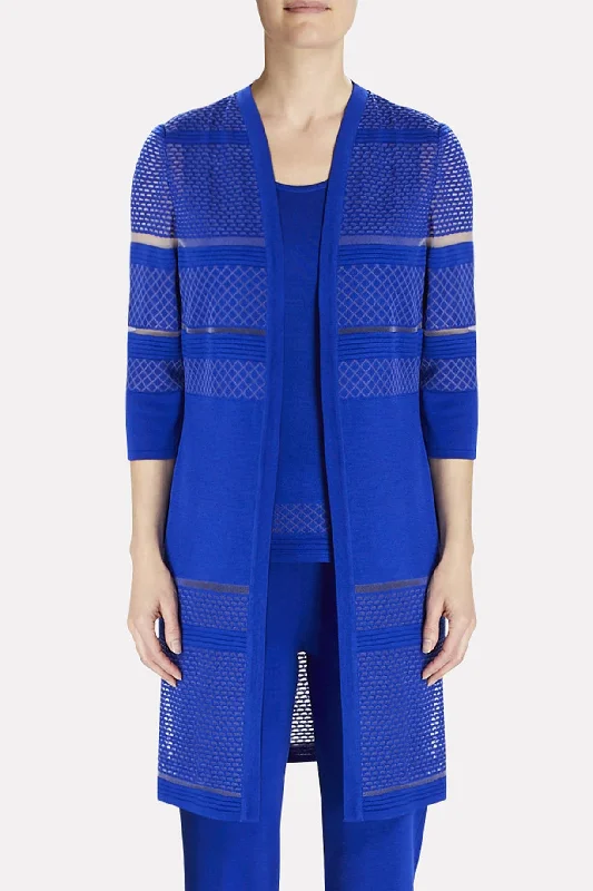 Fashion Comfort Multi-Stitch Sheer Paneled Duster