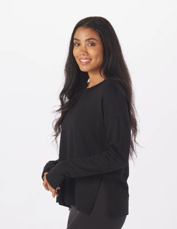 Relaxed Outfits Lounge Long Sleeve: Black