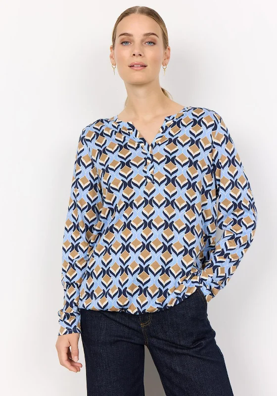 Functional Outfits Soyaconcept Felicity Patterned Tunic Top, Blue Multi