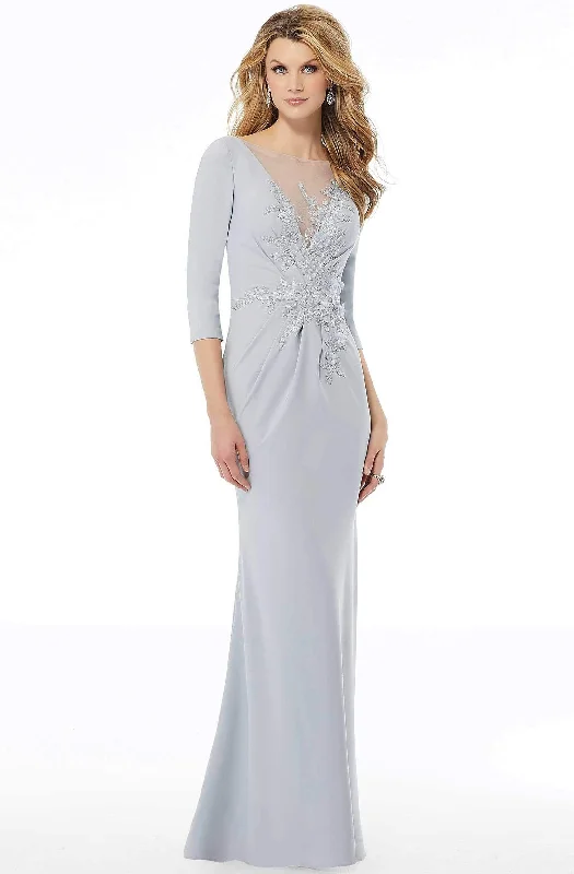 Cozy Comfort MGNY By Mori Lee - Quarter Sleeve Beaded Floral Sheath Dress 72115SC