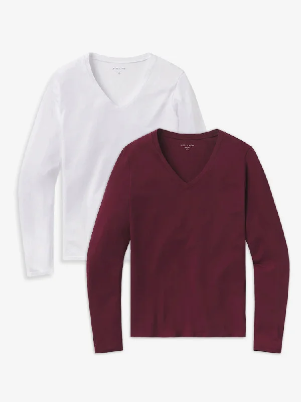 Romantic Dinner Long Sleeve V-Neck Tee Marcy 2-Pack