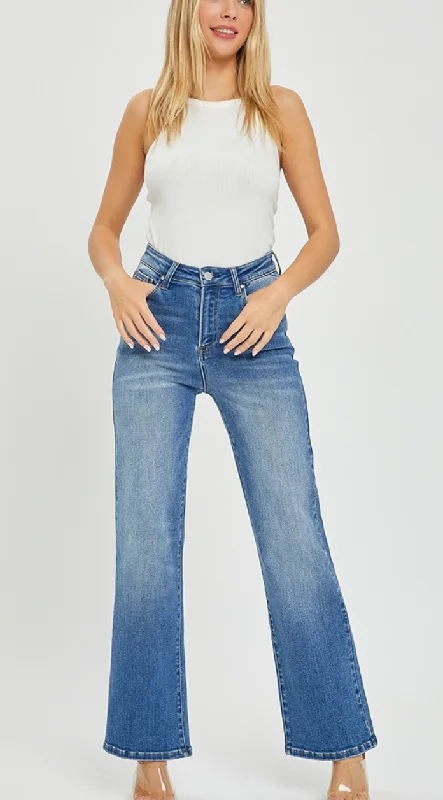 Comfortable Fit High Rise Relaxed Straight Risen Jean