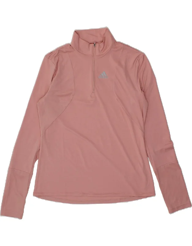 Cozy Wear ADIDAS Womens Zip Neck Pullover Tracksuit Top UK 16/18 Large Pink