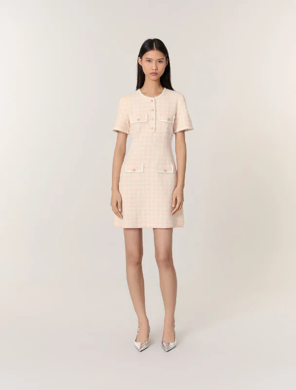 Personalized Art Style Tweed-effect knit short dress