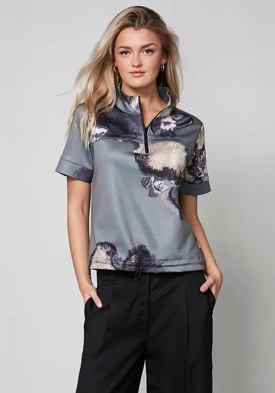 Sporty Look Nu Denmark Yoko Floral Print Top, Grey