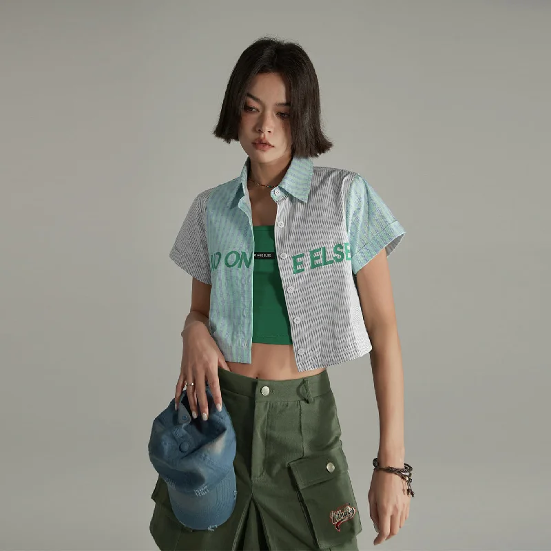 Romantic Dinner Contrast Cropped Noe Crop Button Up Shirt