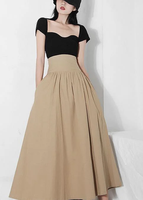 Affordable Fashion Plus Size Khaki tie waist Ruffles Summer Skirts
