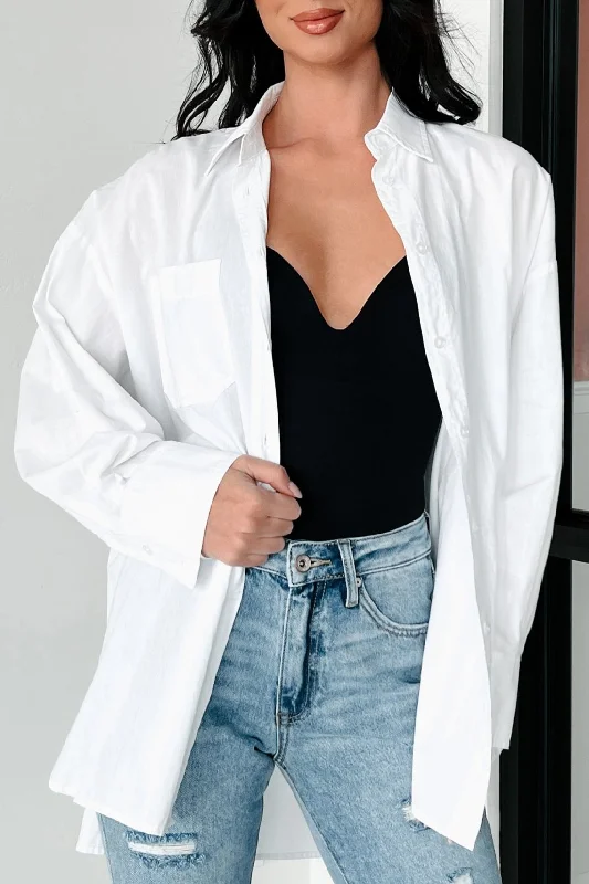 Soft Materials Modernly Classic Oversized Button-Up Shirt (White)