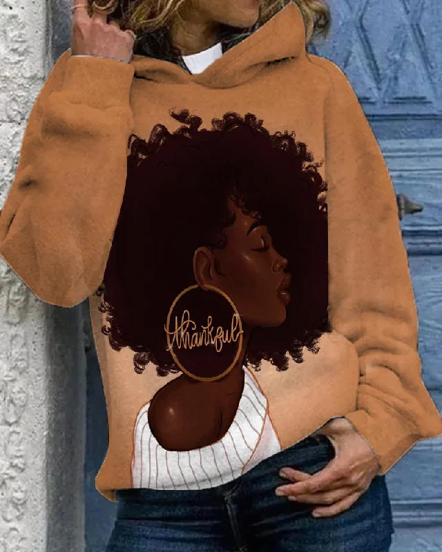 Versatile Looks Afro Hair with Gold Earrings Unisex Hoodie