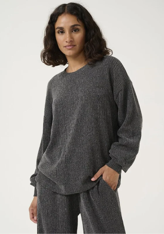 Relaxed Wardrobe Kaffe Olga Textured Top, Dark Grey