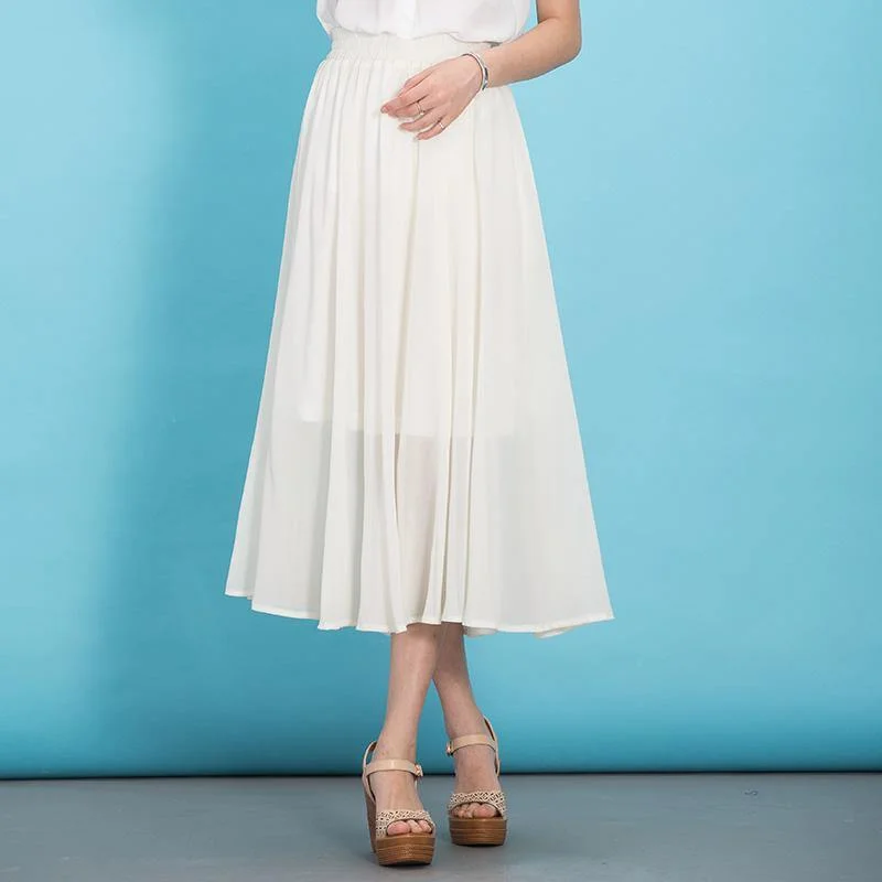 Cozy Essentials Modern big hem chiffon dresses Fabrics white Dress summer