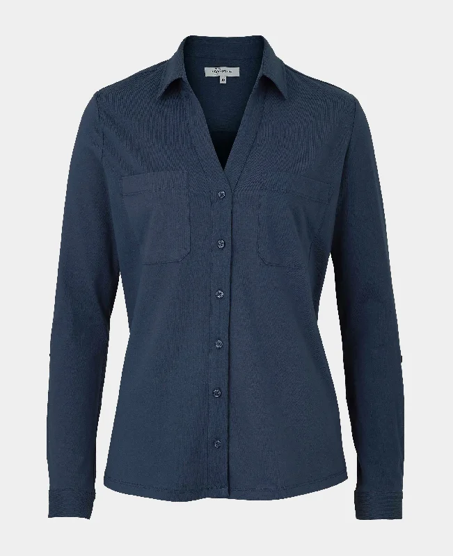 Affordable Trend Women's Navy Cotton Jersey Semi-Fitted Shirt