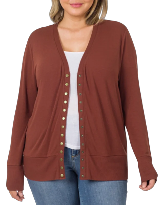 Soft Materials Snappy Dresser Knit Cardigan Sweater in Brick