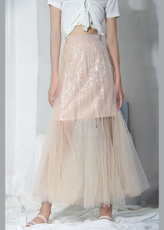 Soft Looks Style Pink Tulle Sequins A Line Skirts