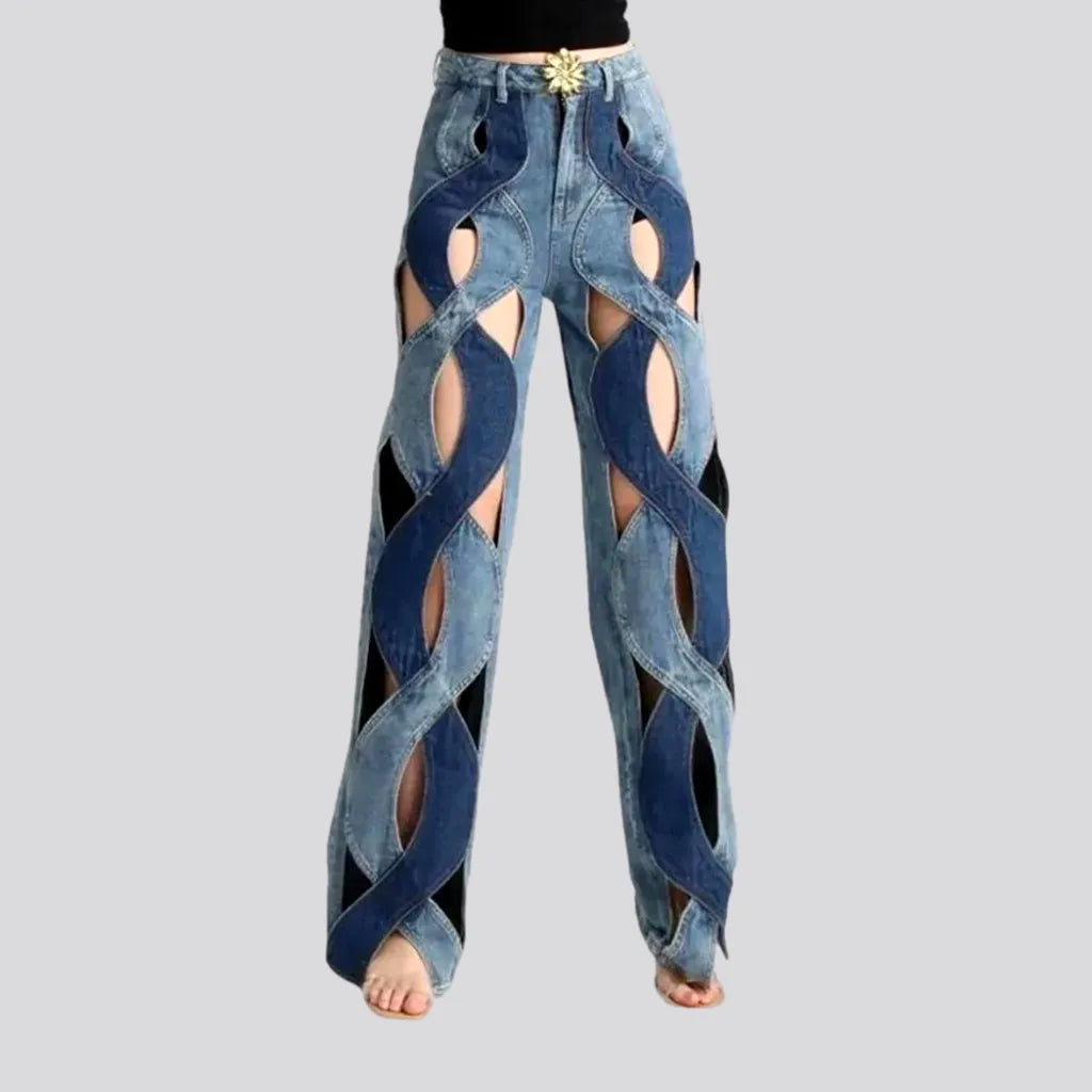 Classic Comfort Fashionable cutout high-rise women's jeans