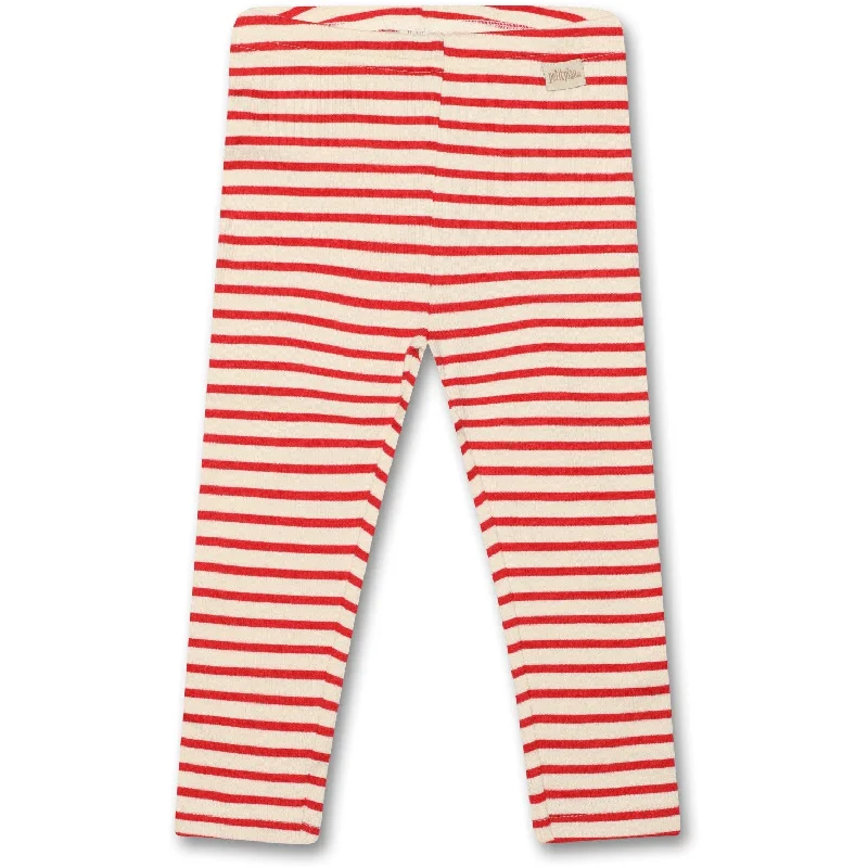 Personalized Heterogeneous Splicing Petit Piao® Bright Red Leggings Modal Striped