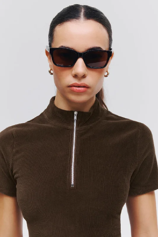 Cozy Comfort Micro Corduroy Winter Break Mock Neck - Espresso
