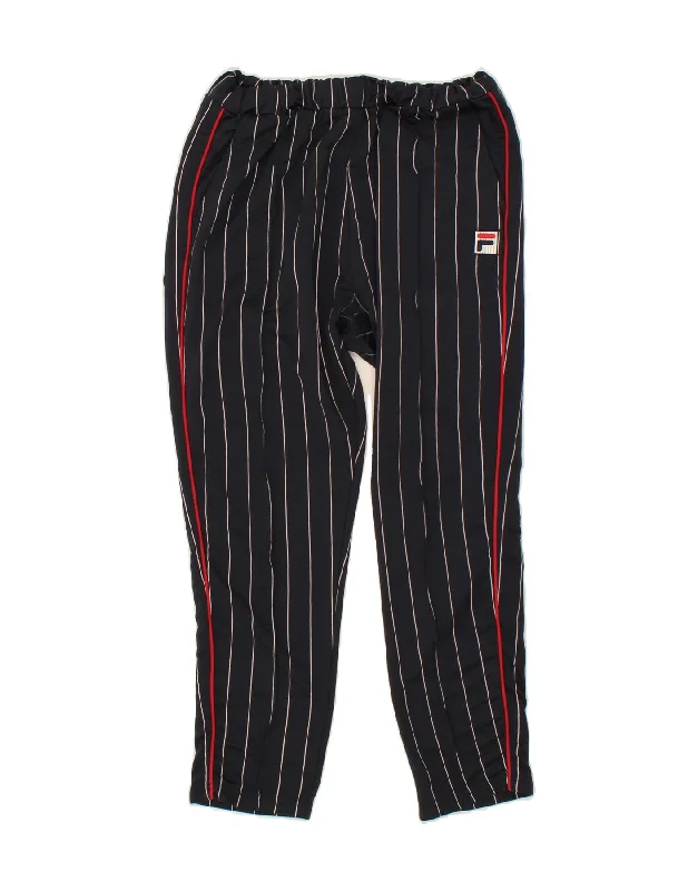 Classic Comfort FILA Womens Tracksuit Trousers UK 12 Medium Black Striped Polyester
