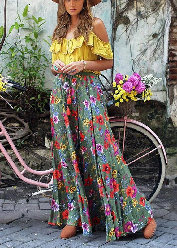 Cozy Fits Bohemian Beach Resort Dress With Pleated Print