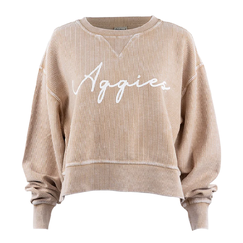 Personalized Independent Style Aggies Heavy Script Corded Boxy Pullover