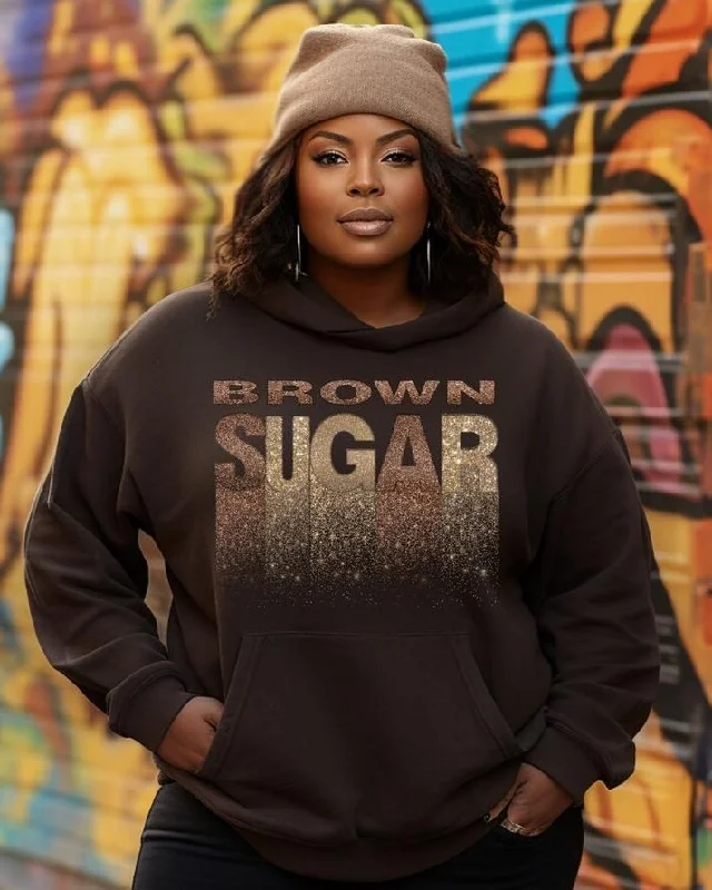 Easy Fashion Golden Letters Brown Sugar Hoodie