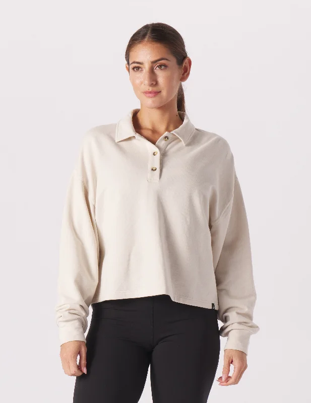 Versatile Clothing Lounge Skimmer Polo: Oatmilk