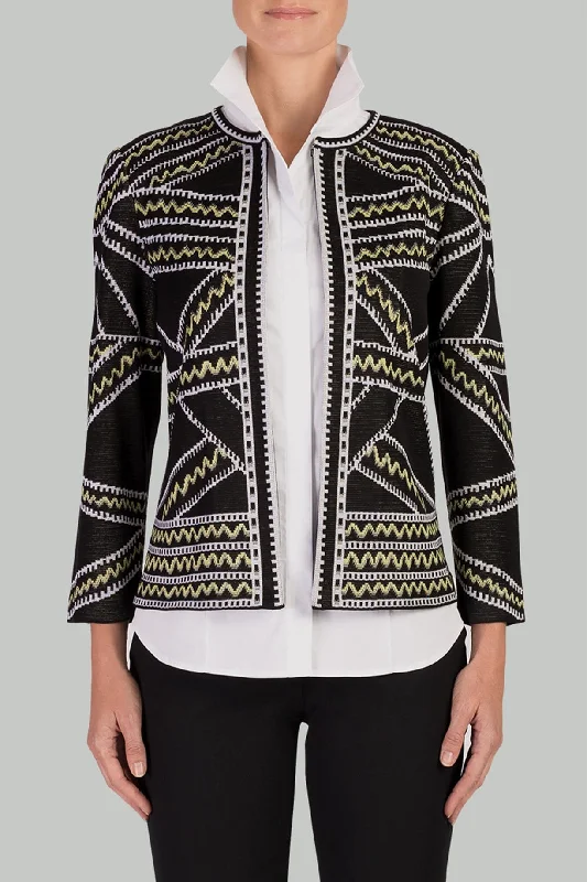 Laidback Style Abstract Patterned Knit Jacket