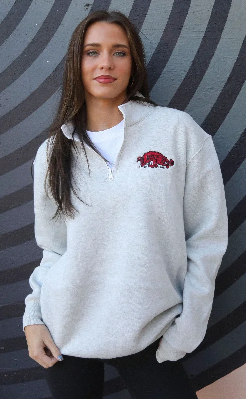 Cozy Pieces arkansas running razorback quarter zip sweatshirt