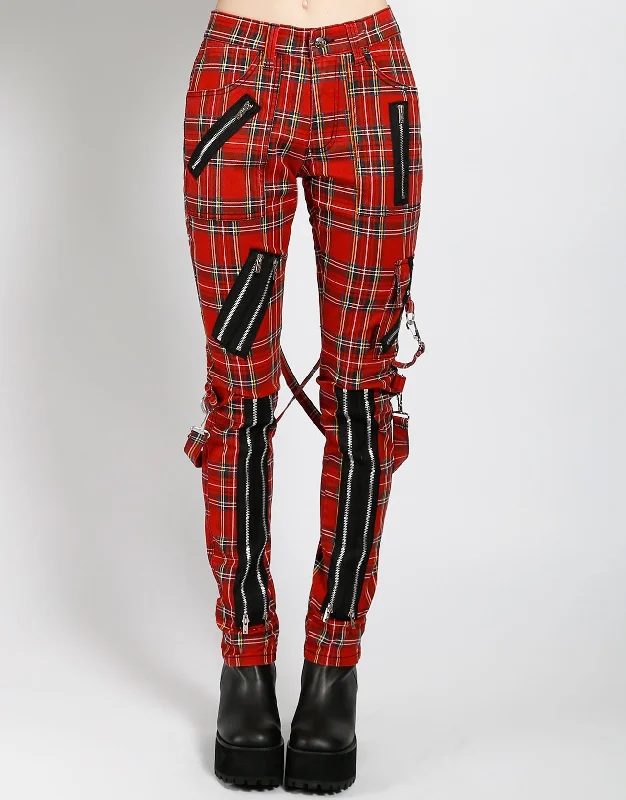 Functional Fashion CLASSIC SLIM LEG BONDAGE PANT RED PLAID