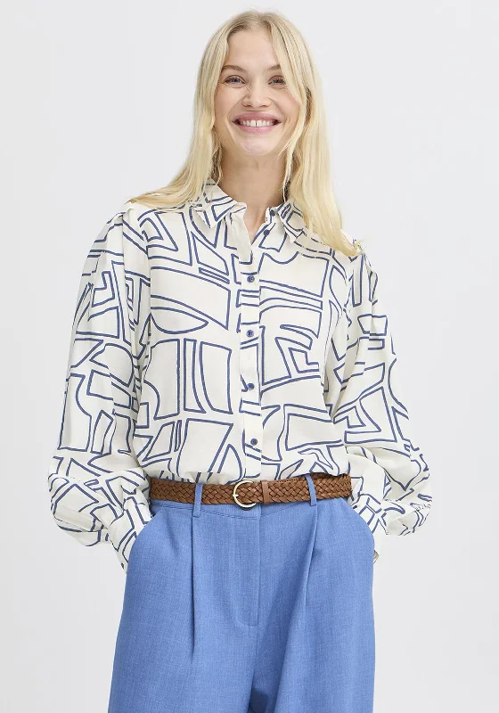 Budget-Friendly Looks B.young Ilya Abstract Print Shirt, Cream and Navy