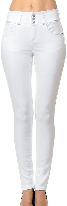 Soft Fit Wax Jean Women's High-Rise Push-Up Super Comfy 3-Button Skinny Jeans
