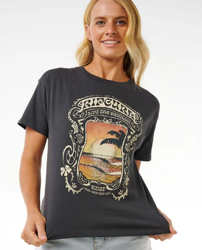Practical Wear Rip Curl Sea Shells Relaxed Tee-Washed Black
