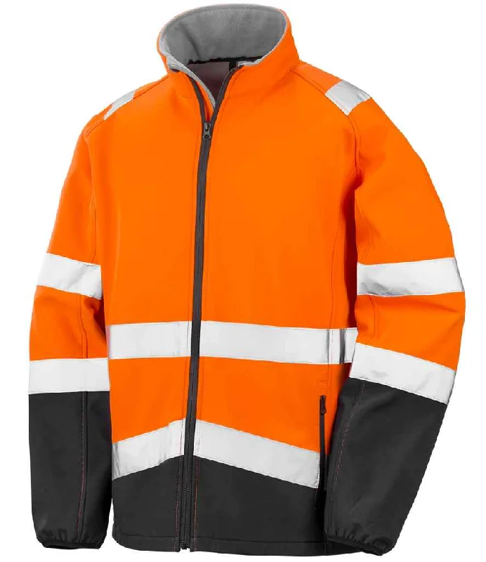 Relaxed Fashion Result Safe-Guard Printable Safety Soft Shell Jacket | Fluorescent Orange/Black