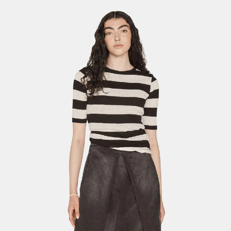 Chic Outfits Charlotte Short Sleeve Top (White + Black)